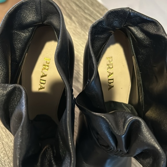Prada Black Leather Bootie Ruffle Platform Heel size 40/10 - Picture 15 of 15